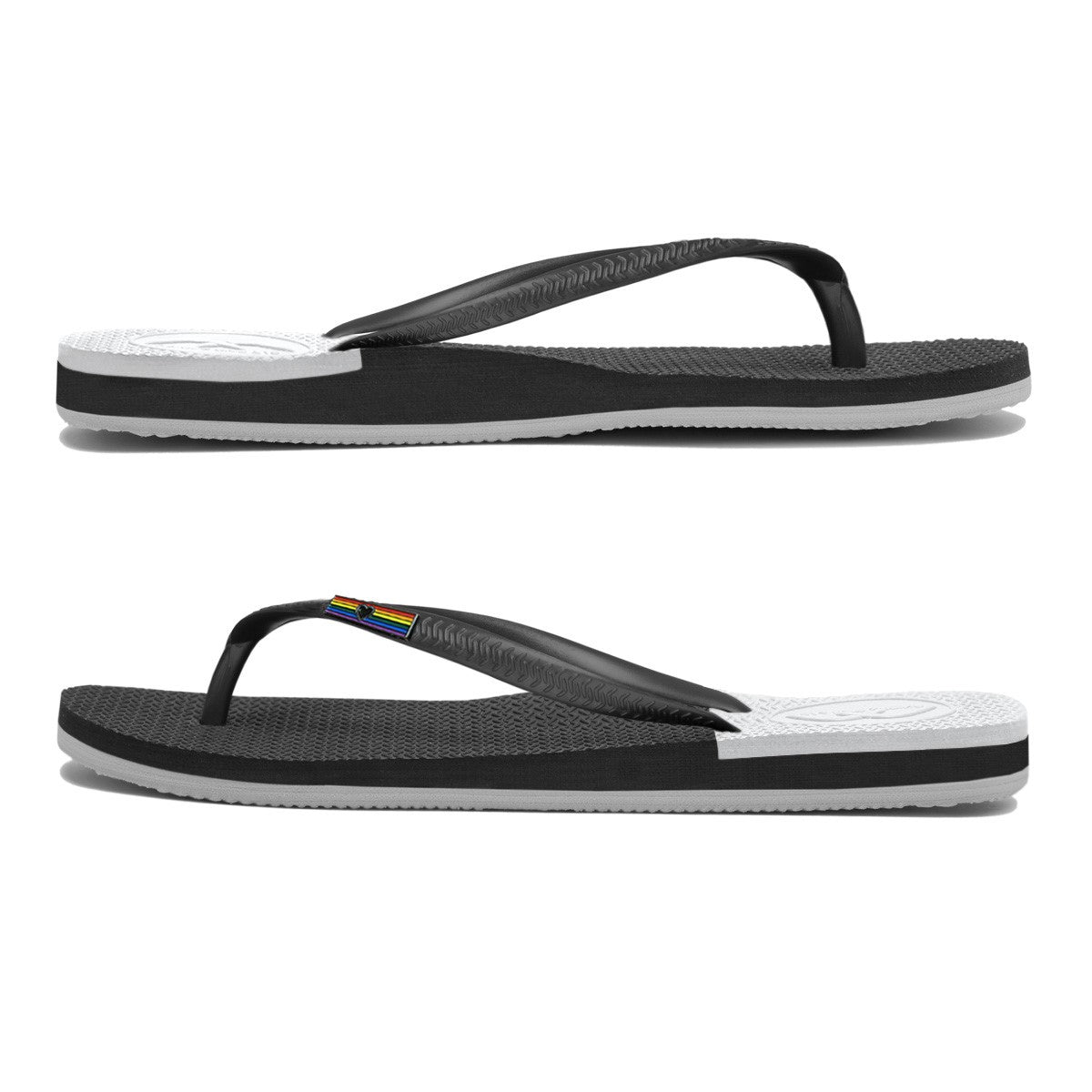 Slim Black/Grey/White - Pride Flip Flops + Additional Black Straps